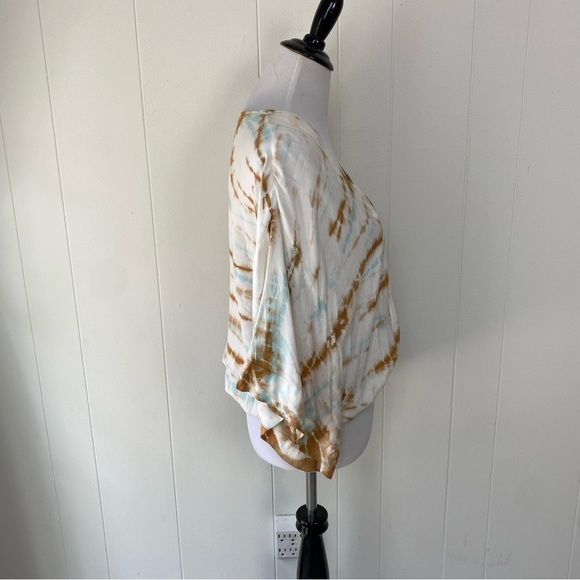 Young Fabulous & Broke Women's Tie Dye Faux Wrap Top Size S Boho Blue Beige - Picture 3 of 14